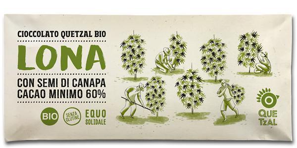 Cioccolato Quetzal con semi di canapa bio LONA 60% cacao